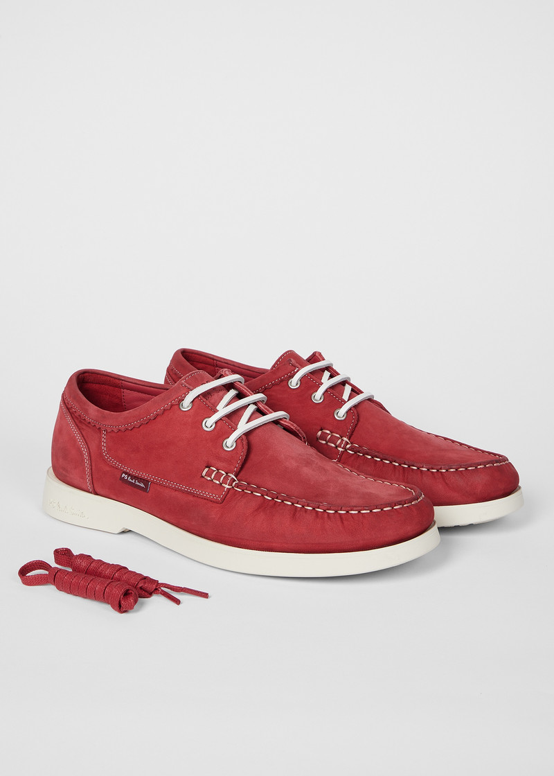Paul Smith Red 'Pebble' Boat Shoes outlook