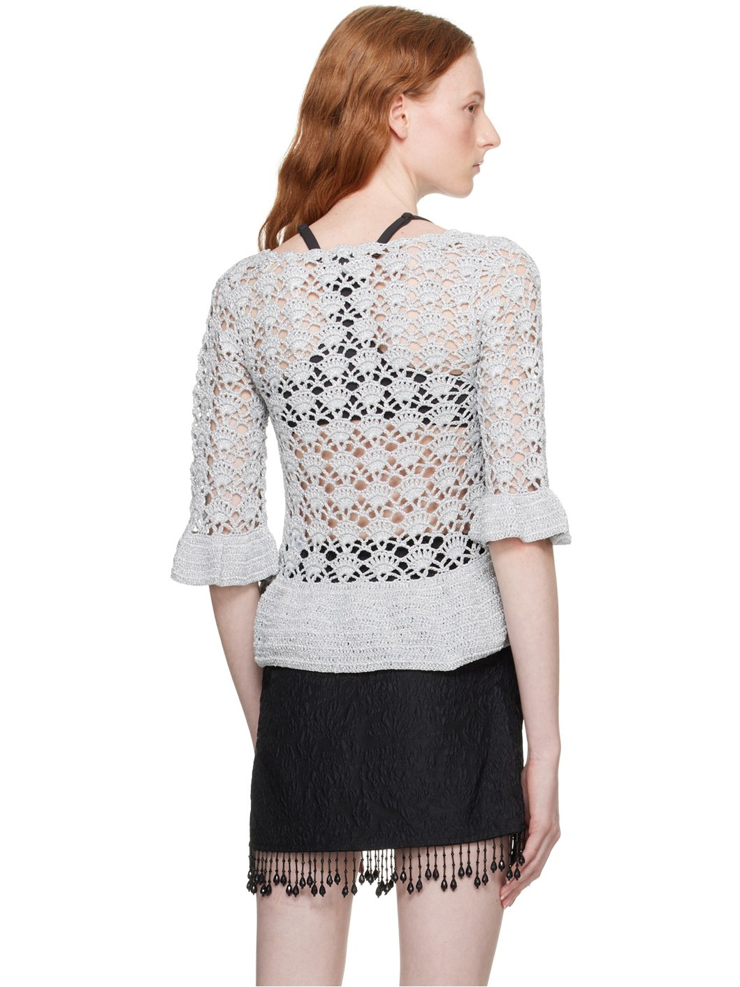 Silver Peplum Blouse - 3