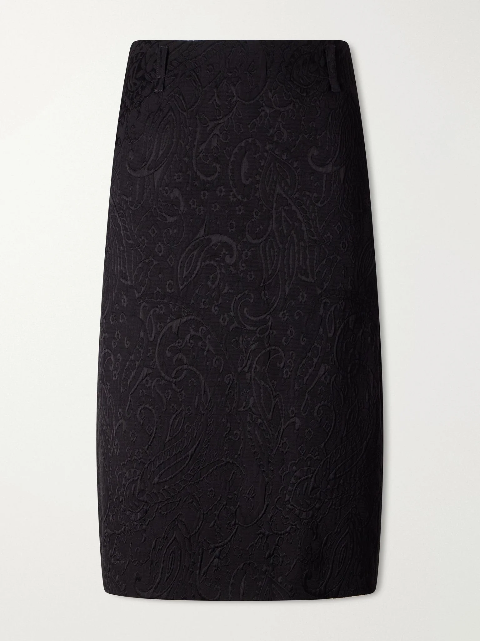 Paisley motif matelassé jacquard midi skirt Black - 1