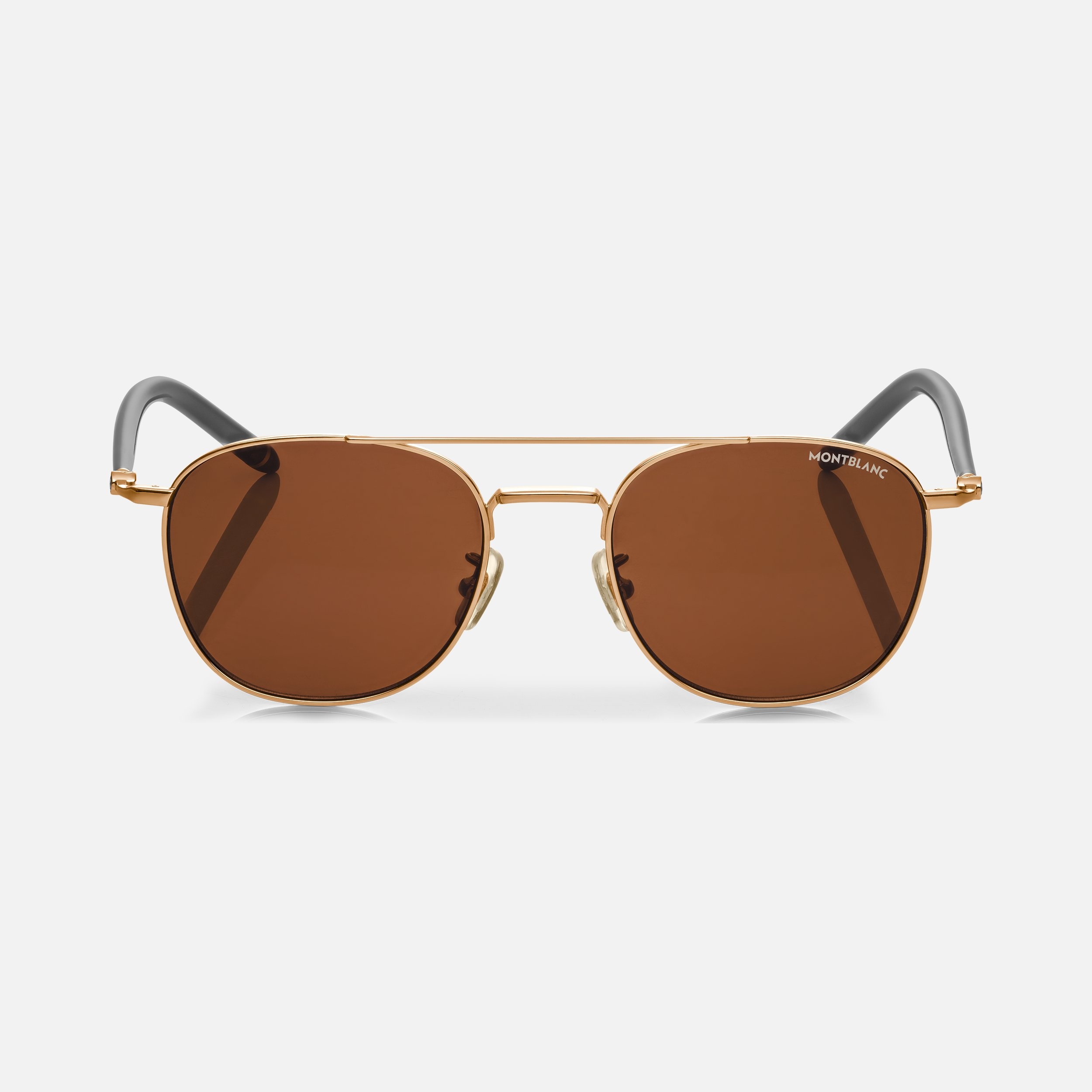 Squared Sunglasses with Gray and Gold Colored Metal Frame - 1