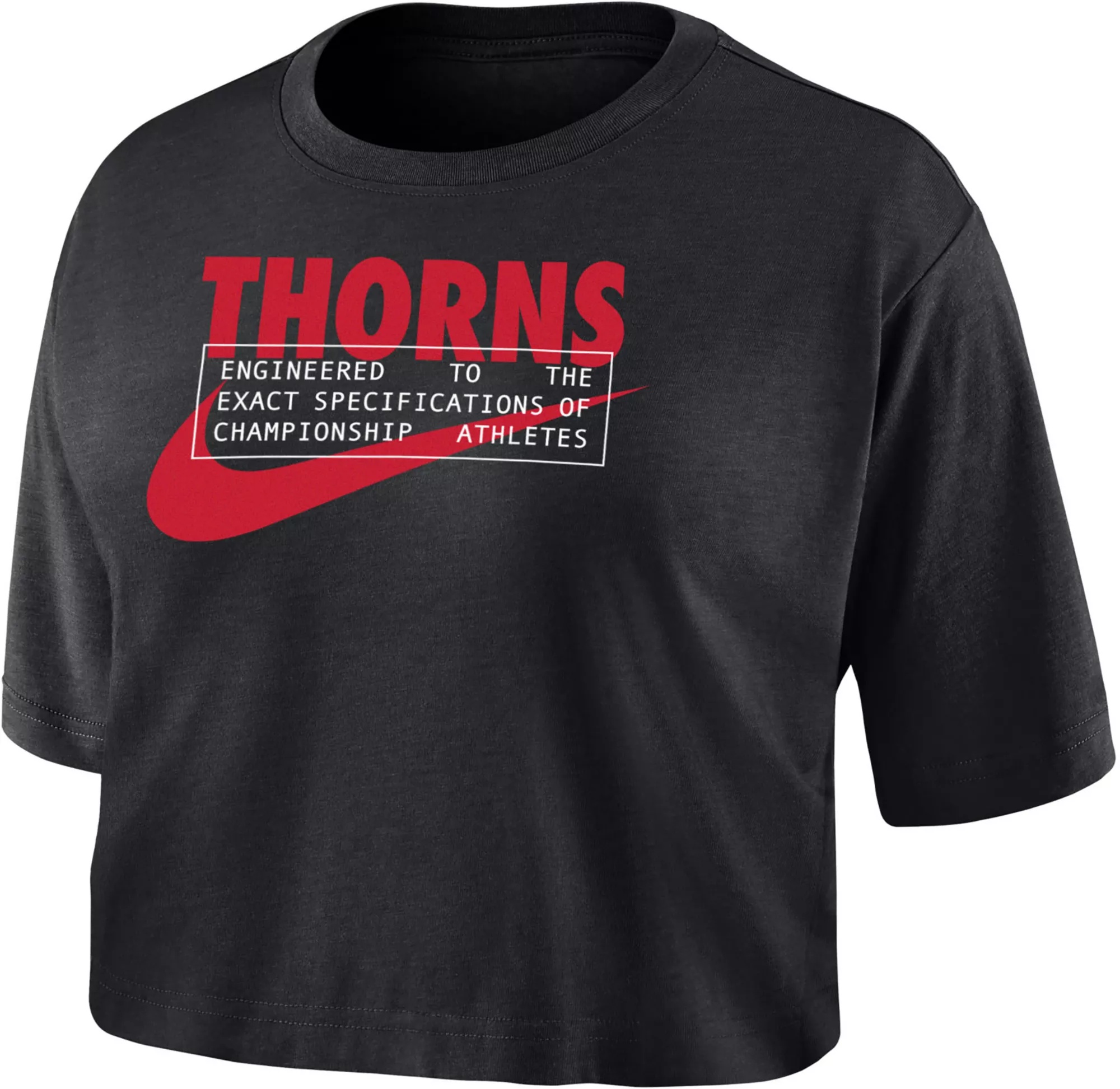 Nike Women's Portland Thorns 2023 Wordmark Black Crop Top - 1