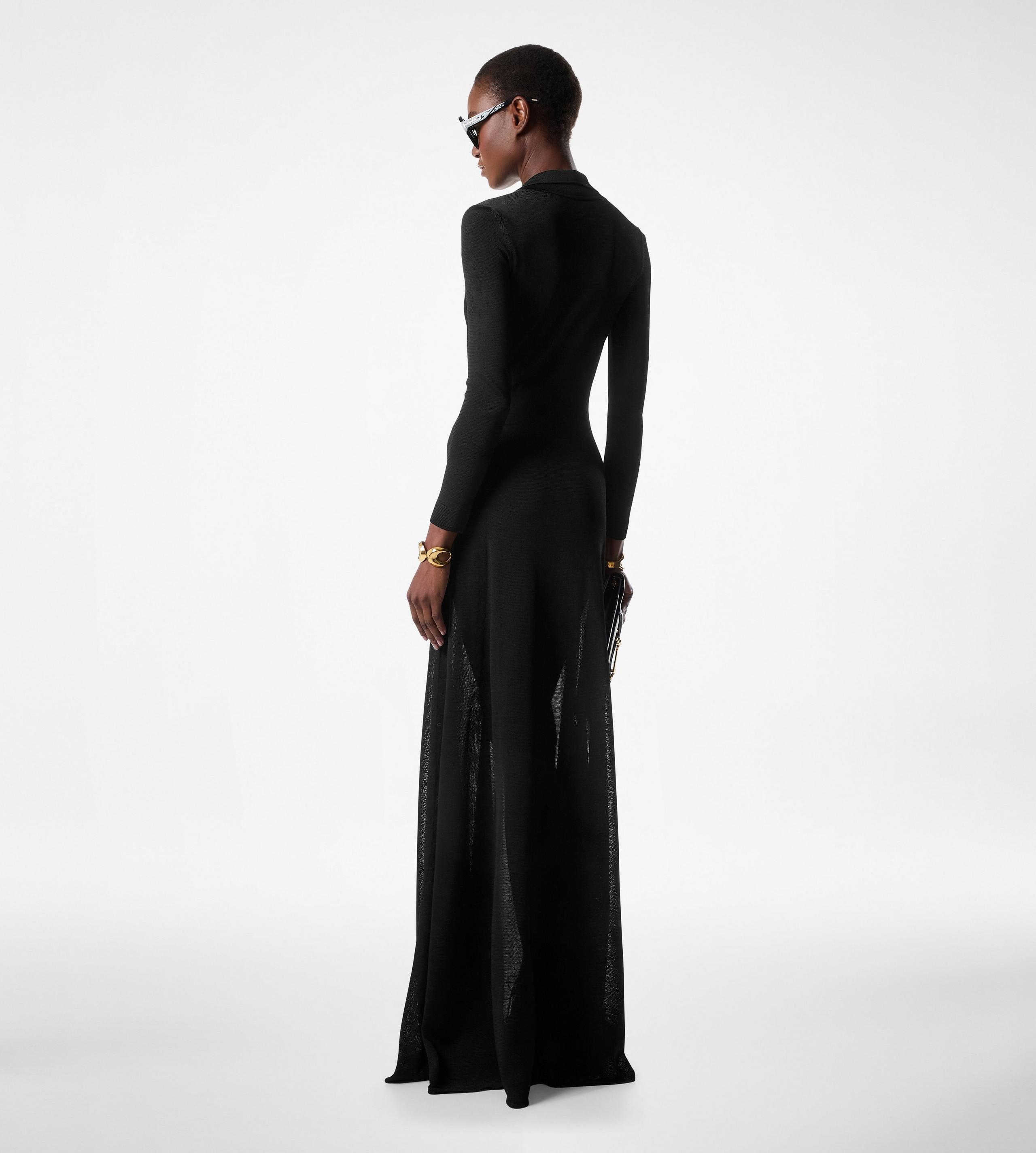 SLINKY VISCOSE KNIT POLO EVENING DRESS - 3