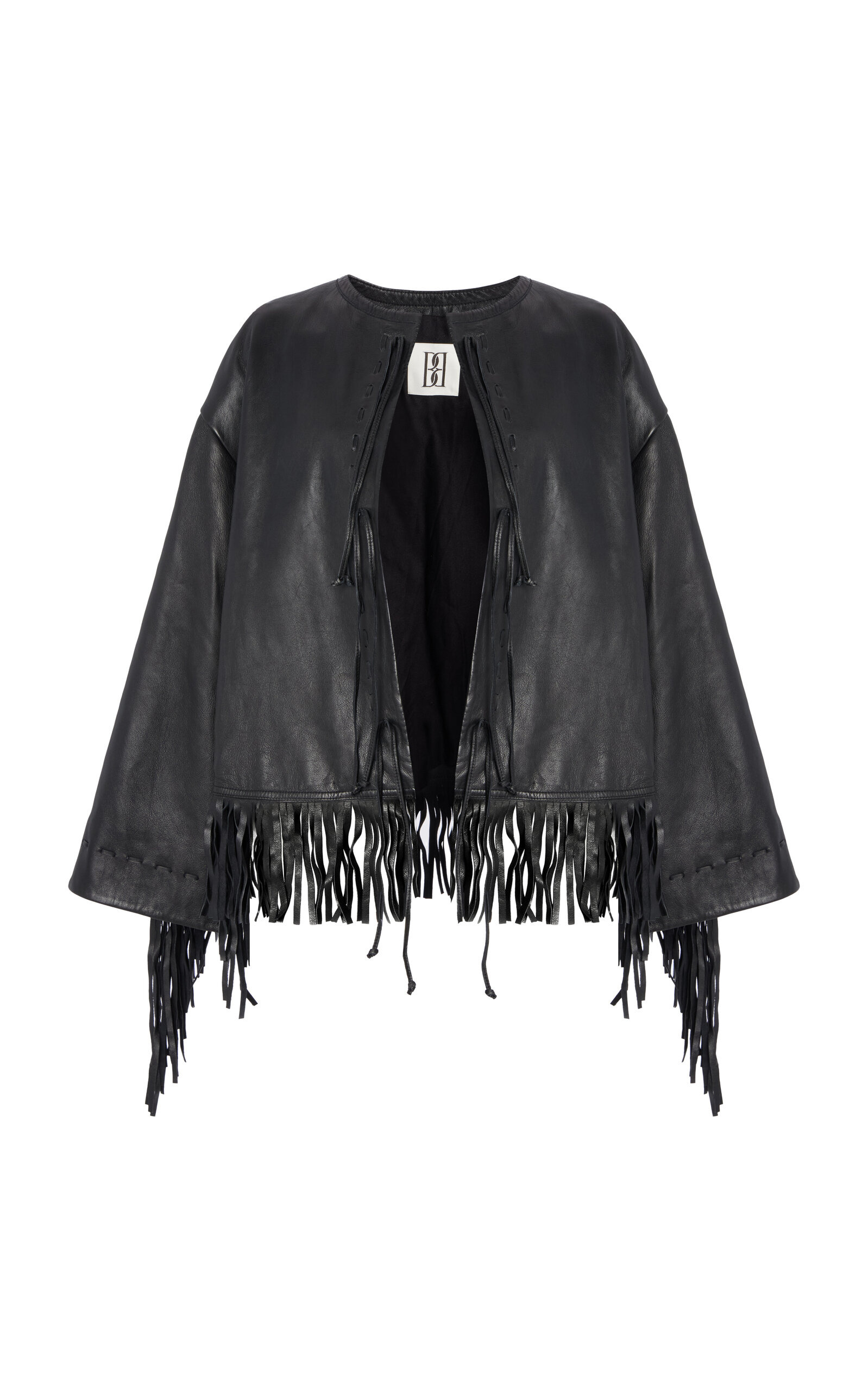 Zoena Fringed Leather Jacket black - 1