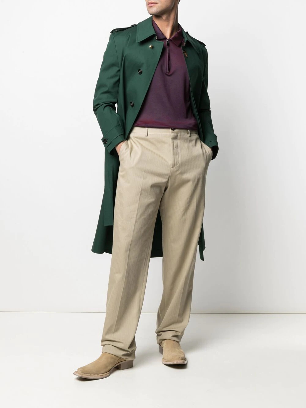 straight-leg herringbone trousers - 2