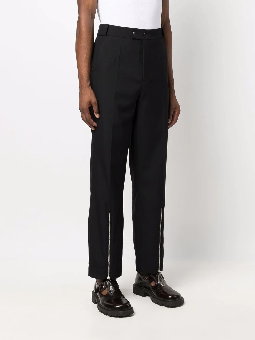 zip-detail tailored trousers - 3