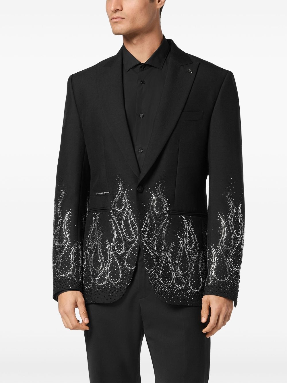rhinestone-flame embellished blazer - 3