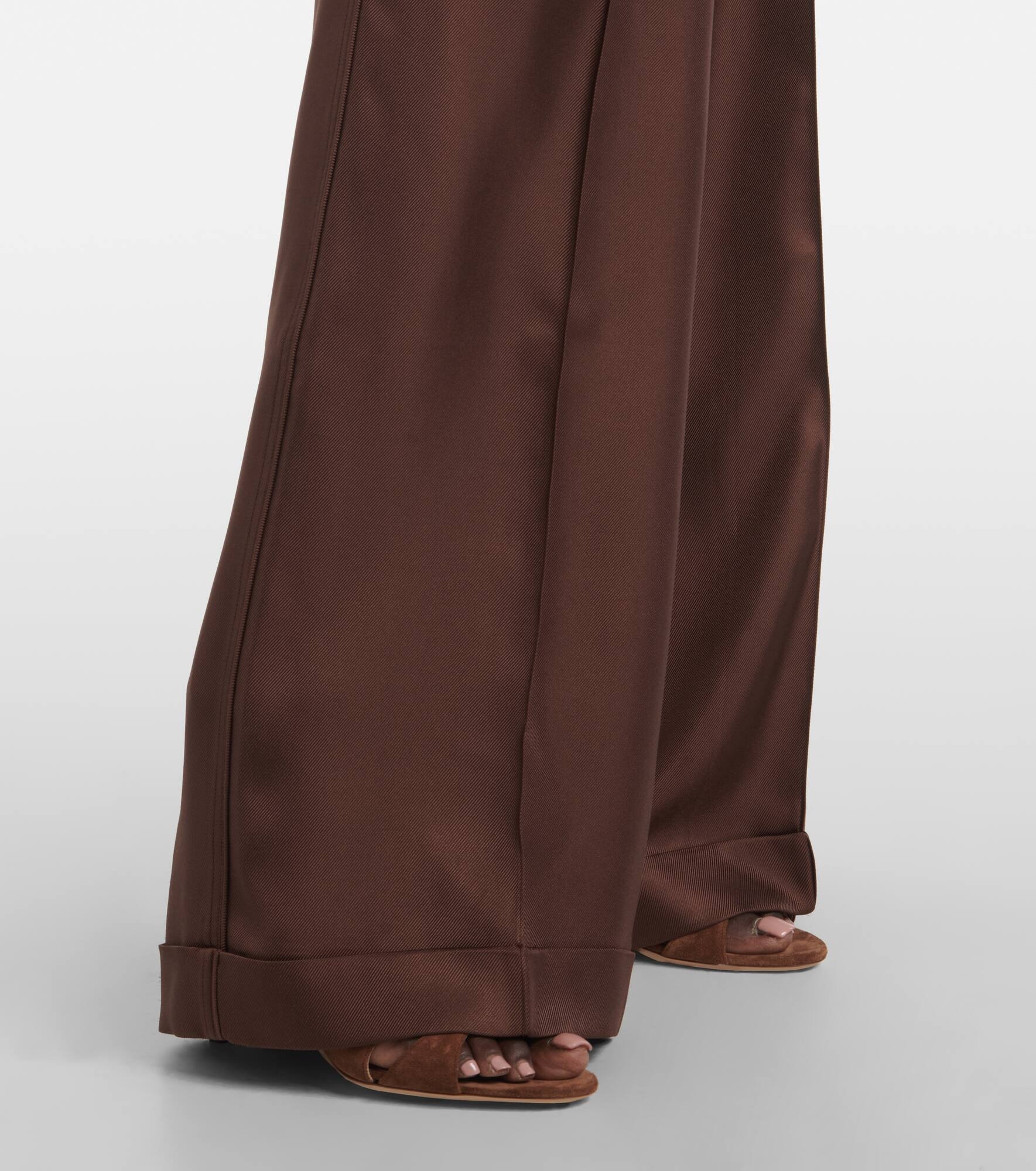 Silk twill wide-leg pants - 5
