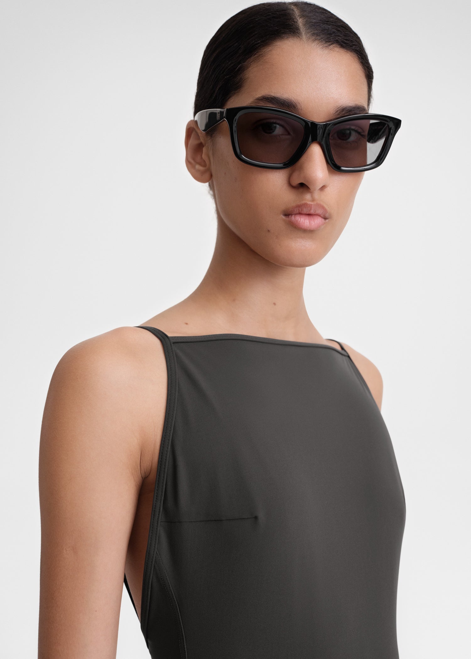 Boat-neck swimsuit anthracite - 5