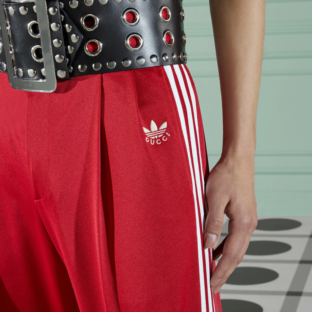 Wide belt with eyelet and stud motif - 4