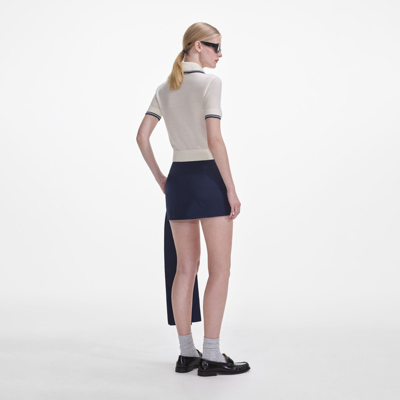 self-portrait Cream Knit SP Polo Top outlook