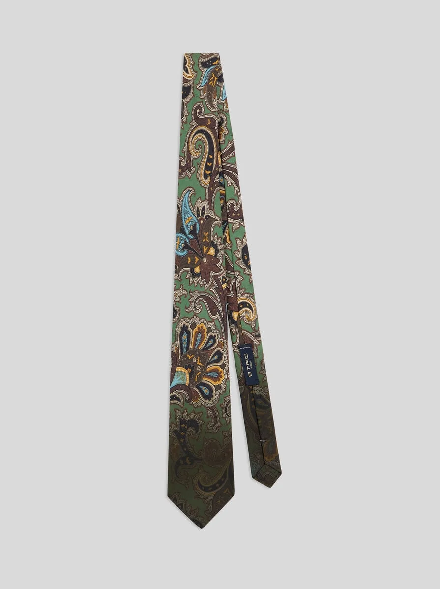 SILK TIE WITH FLORAL PAISLEY MOTIF - 1