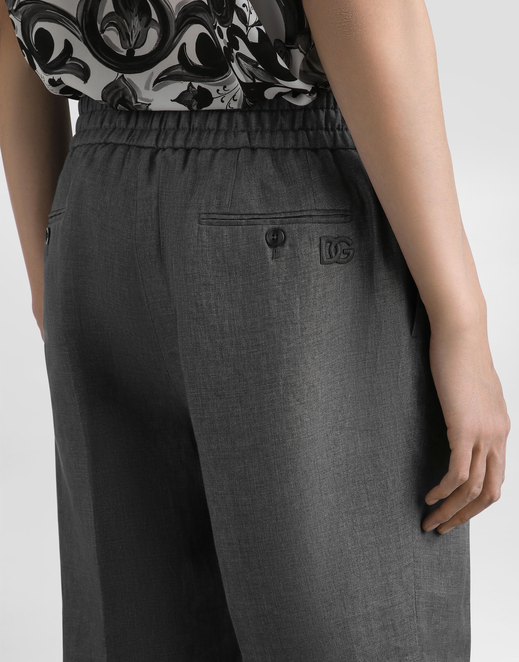 Washed linen canvas jogging trousers - 6