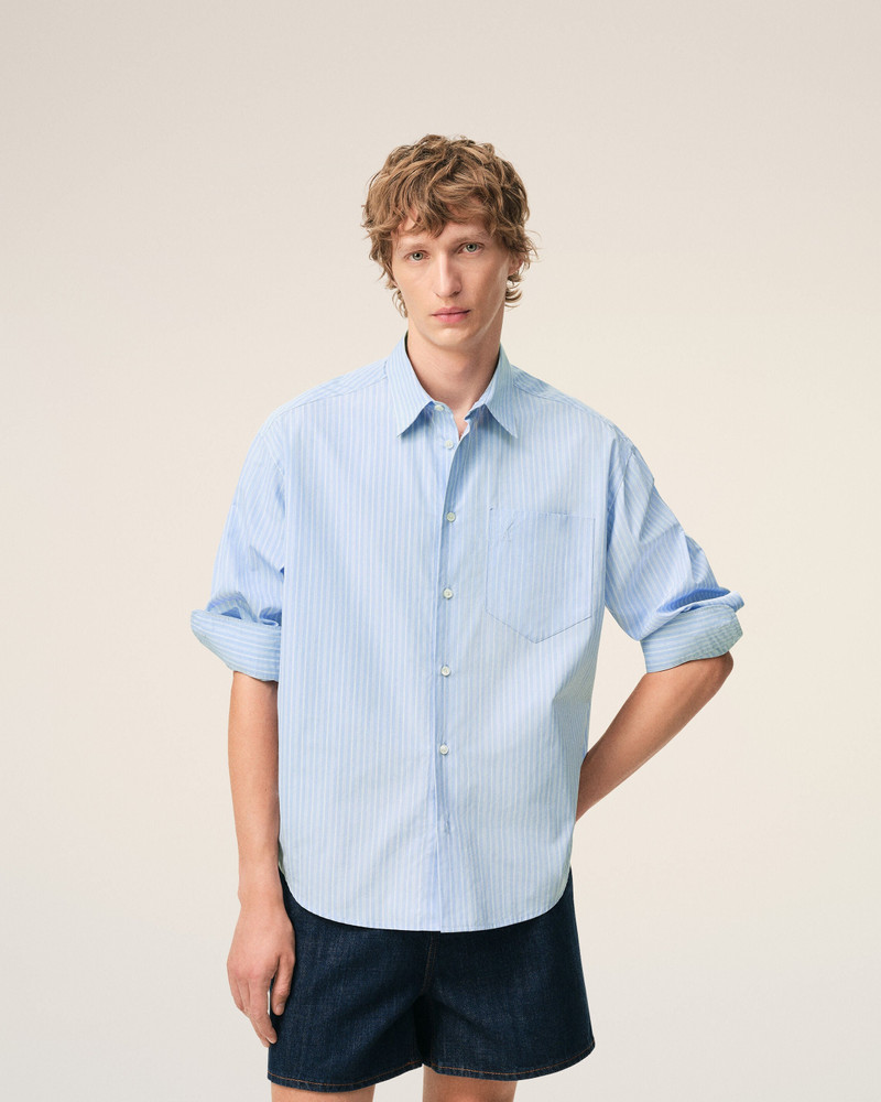 BLUE COTTON LONG SLEEVE AMI DE COEUR BOXY SHIRT 3