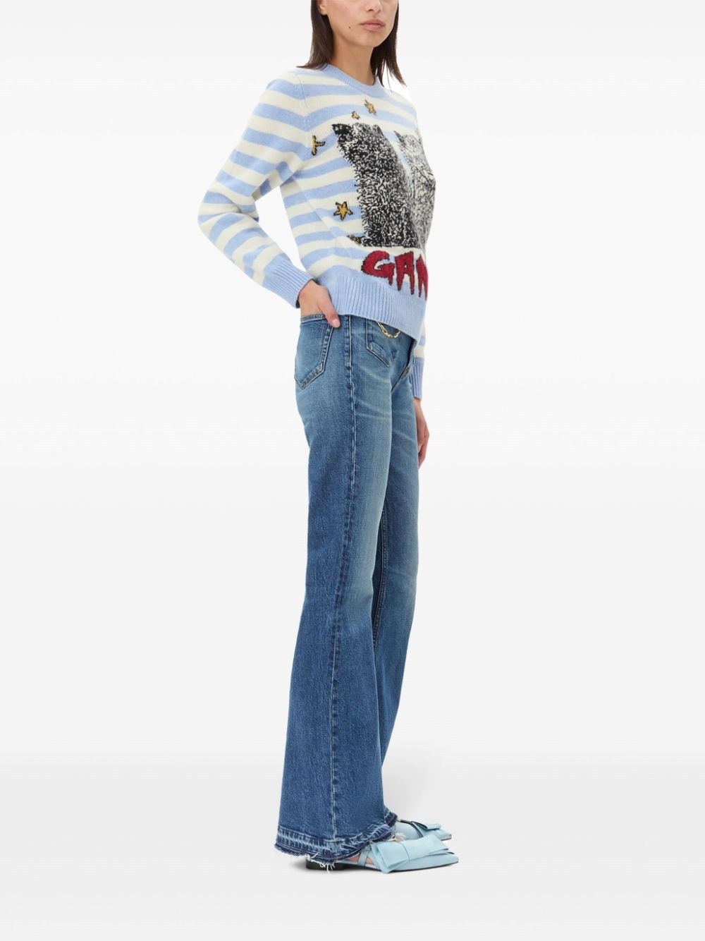 Embroidered striped wool sweater - 6