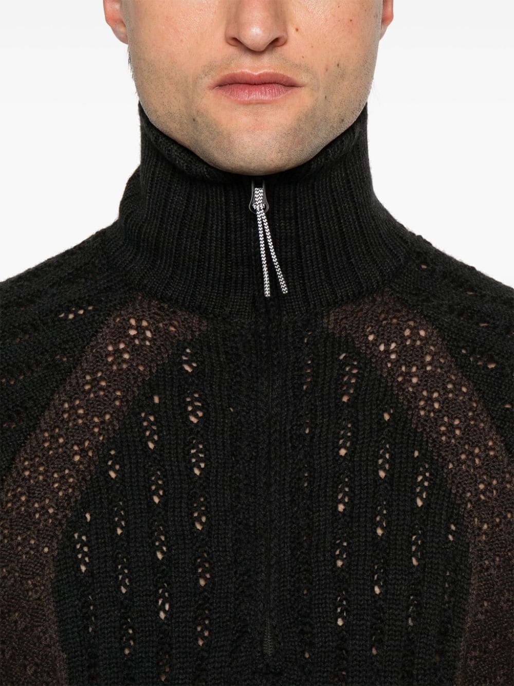 flower-stitch turtleneck sweater - 5
