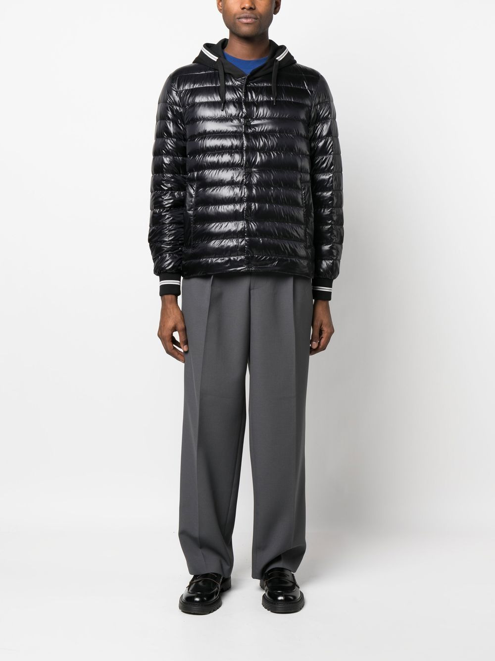 drawstring hooded down jacket - 2
