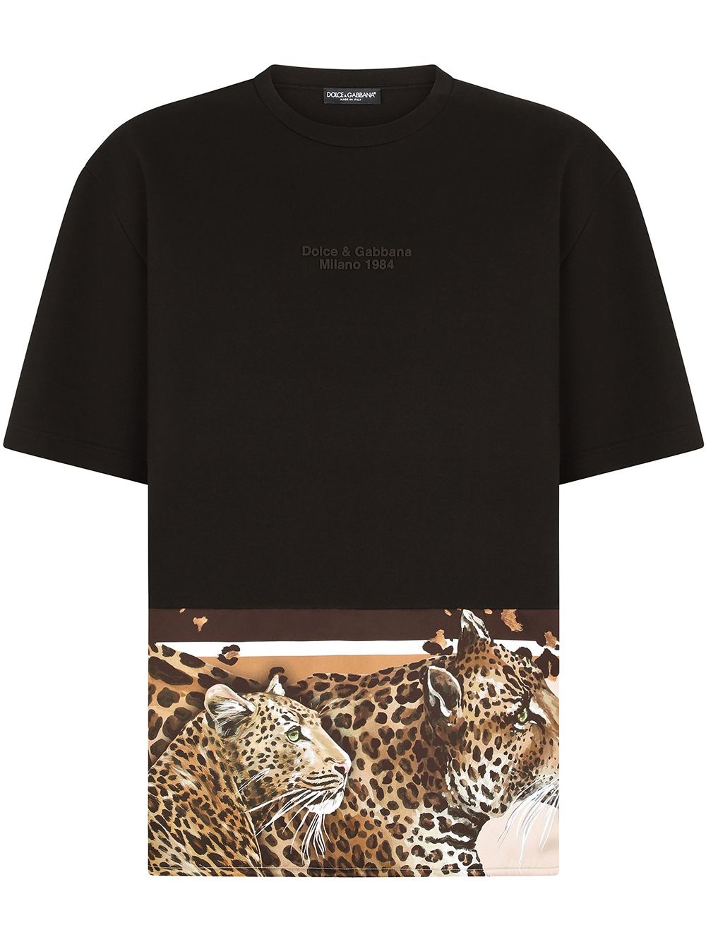 leopard-hem logo T-shirt - 1