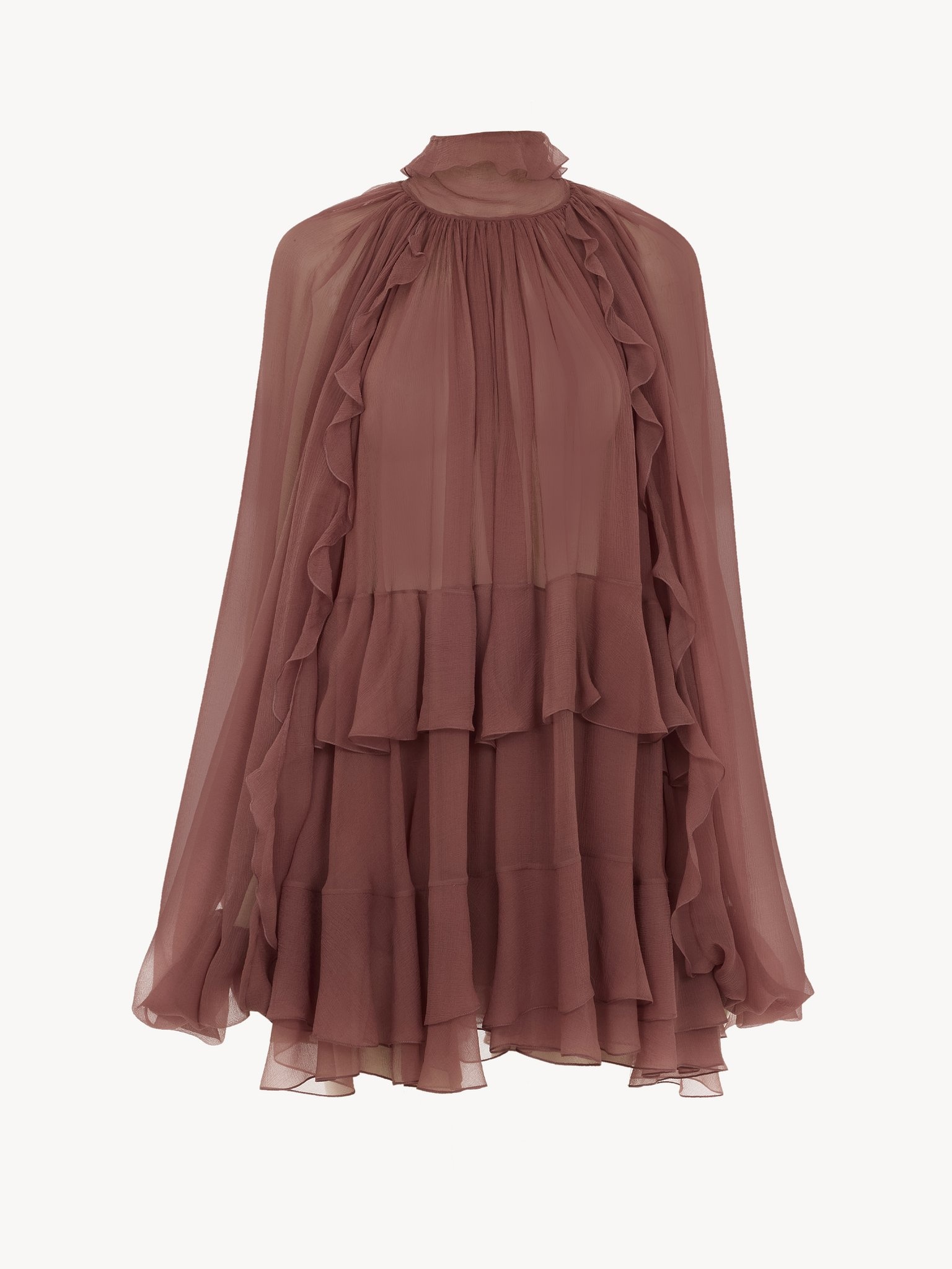 MINI CAPE DRESS IN SILK MOUSSELINE - 2