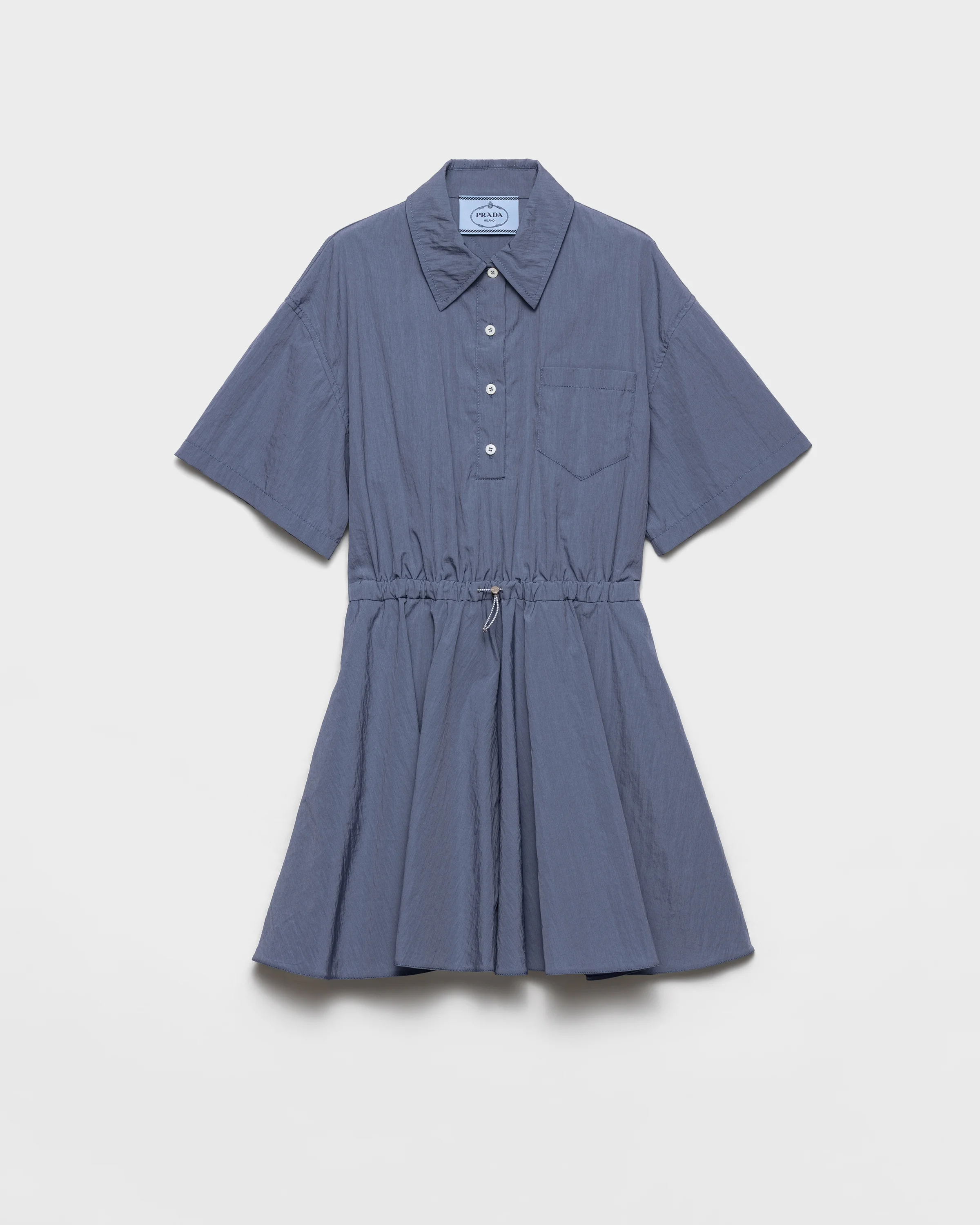 Short-sleeved technical pongé dress - 1