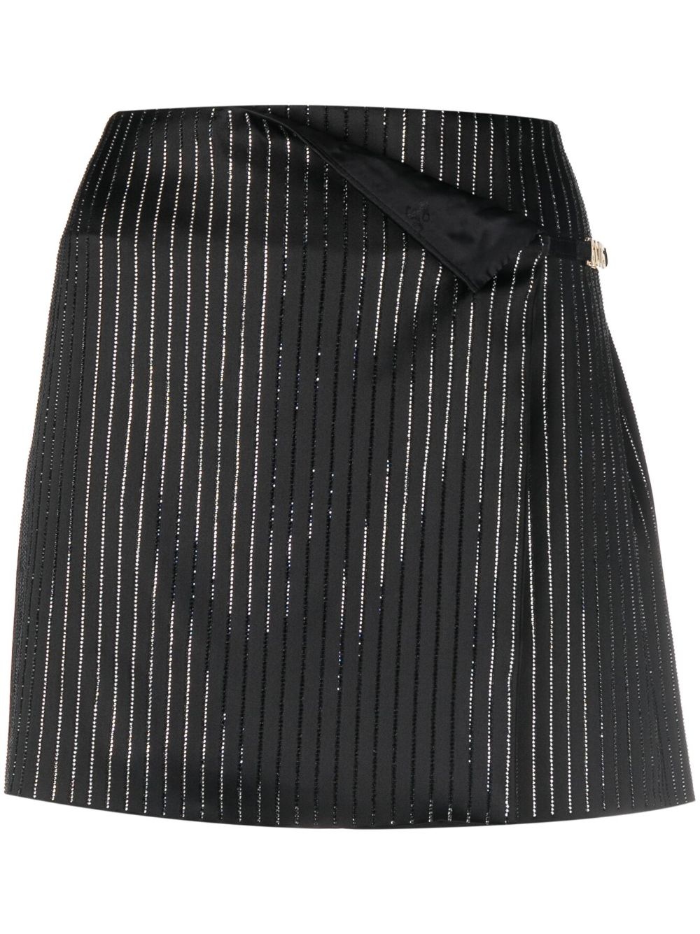 Logo Clip Pinstrip rhinestone-embellished skirt - 1