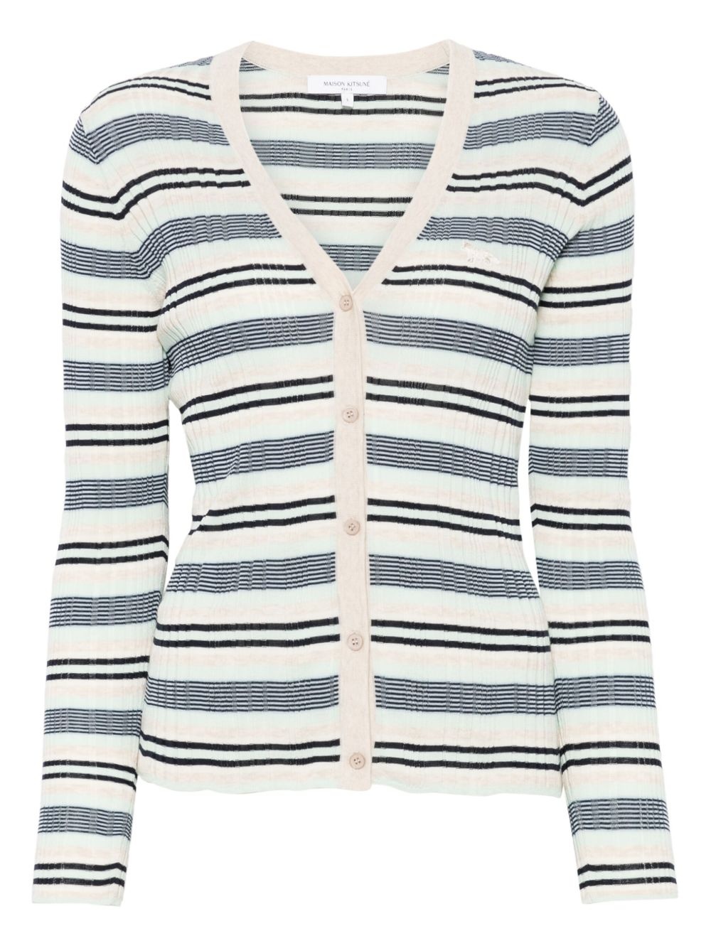 fine-ribbed striped cardigan - 1