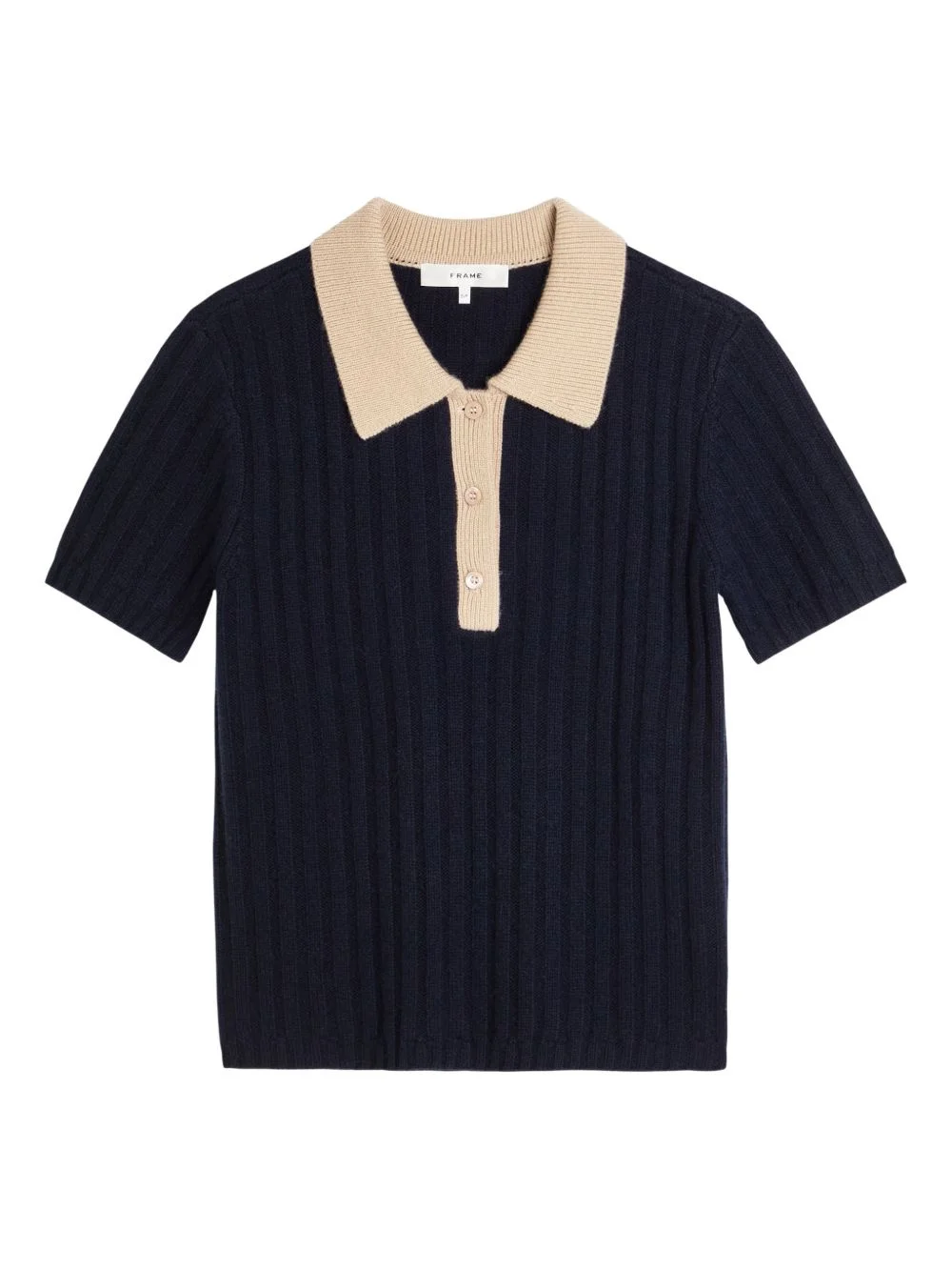 button ribbed polo top - 1