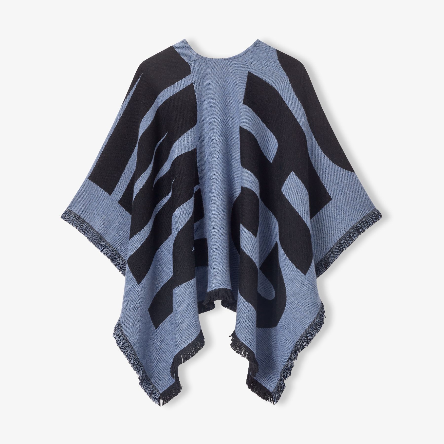 Juul
Smokey Blue Wool Woven Knitted Poncho - 2