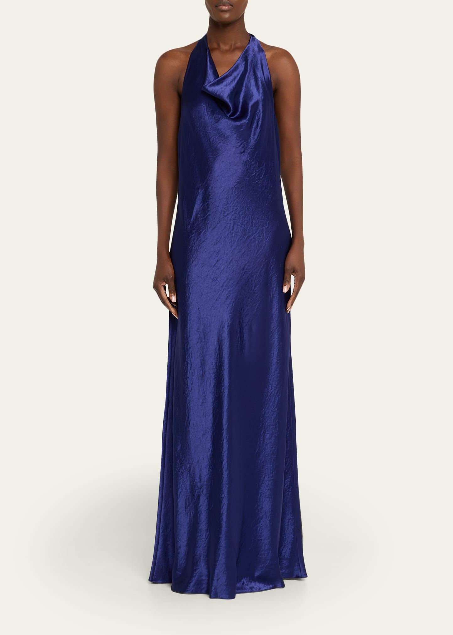 Satin Cowl-Neck Maxi Dress - 2