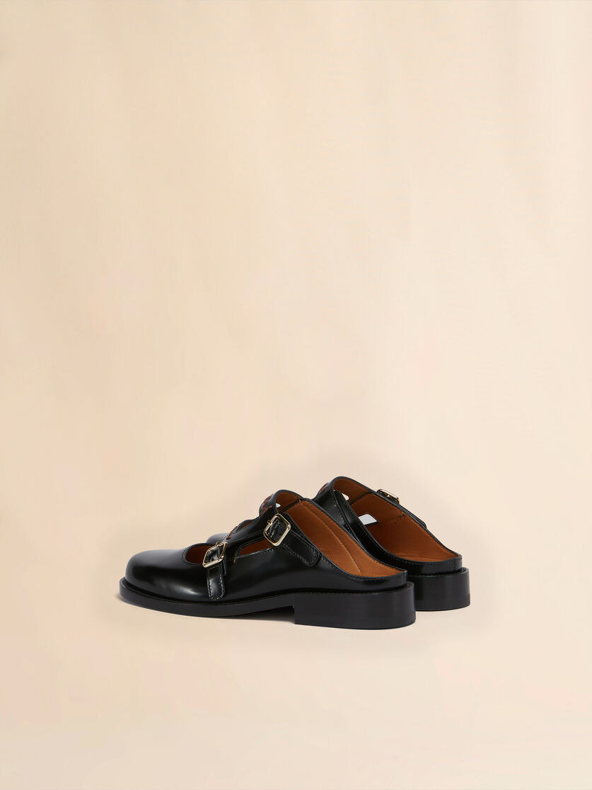 BLACK LEATHER BAMBI 3.0 LOAFER WITH DOUBLE BUCKLE - 3