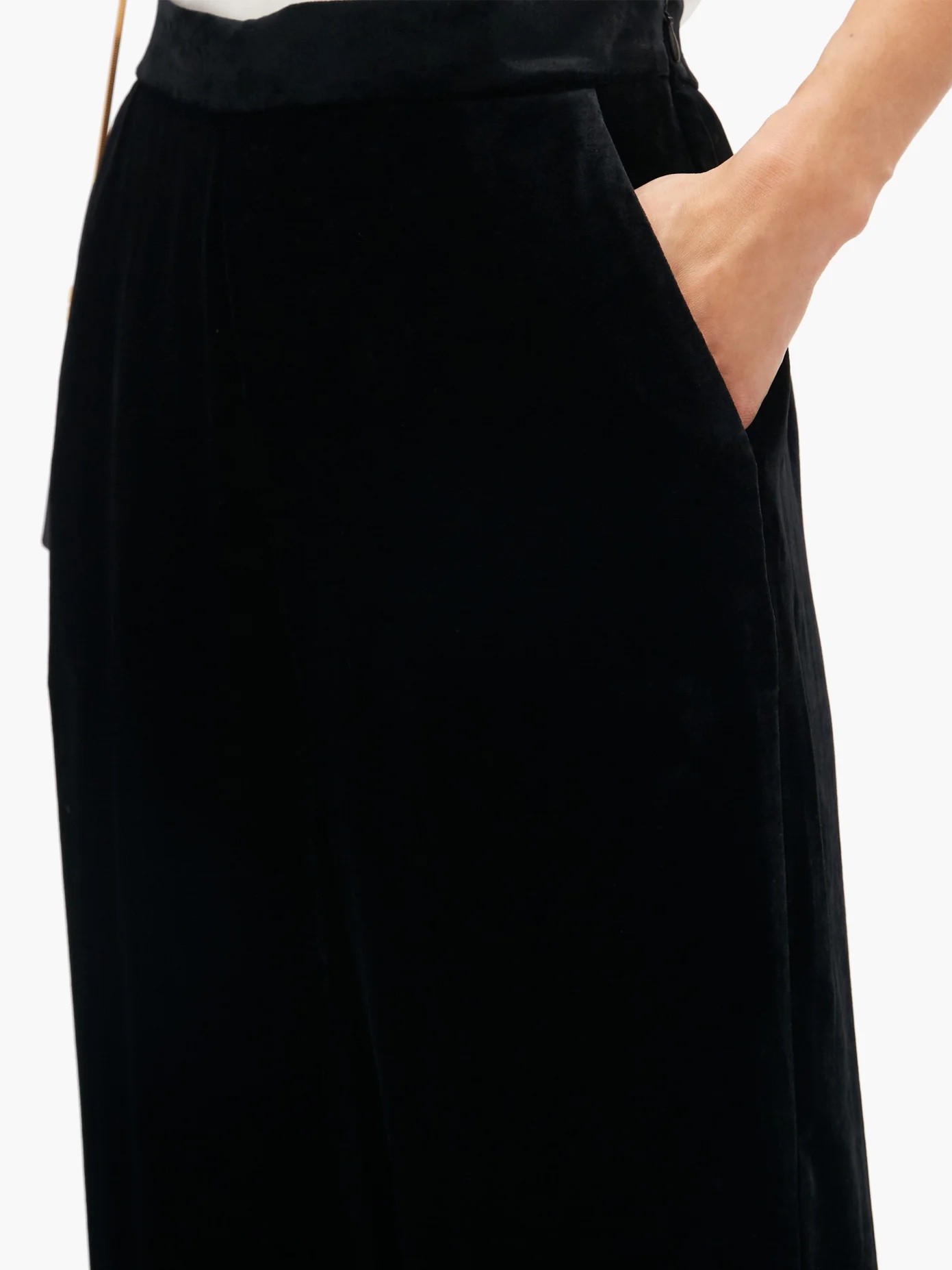 High-rise velvet wide-leg trousers - 4