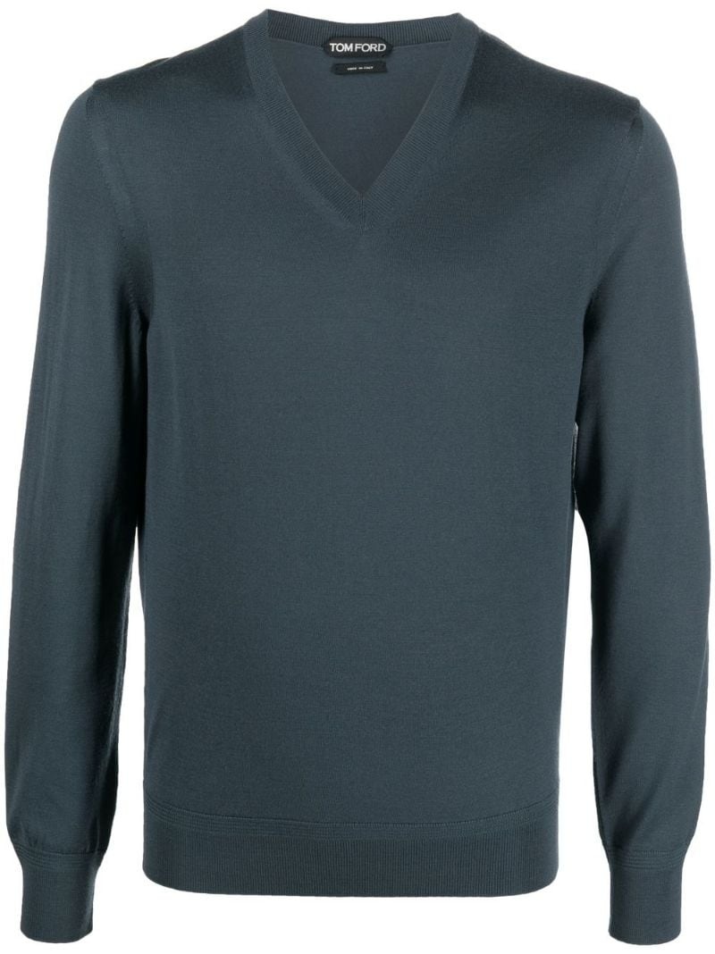 V-neck wool jumper - 1