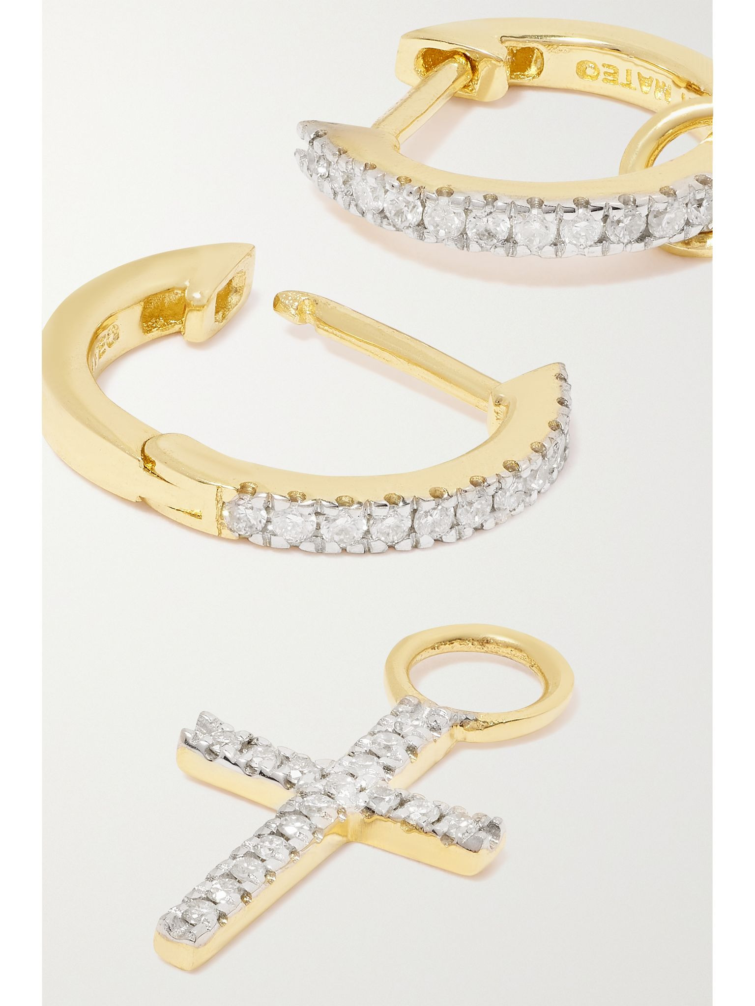 14-karat gold diamond hoop earrings Gold - 5