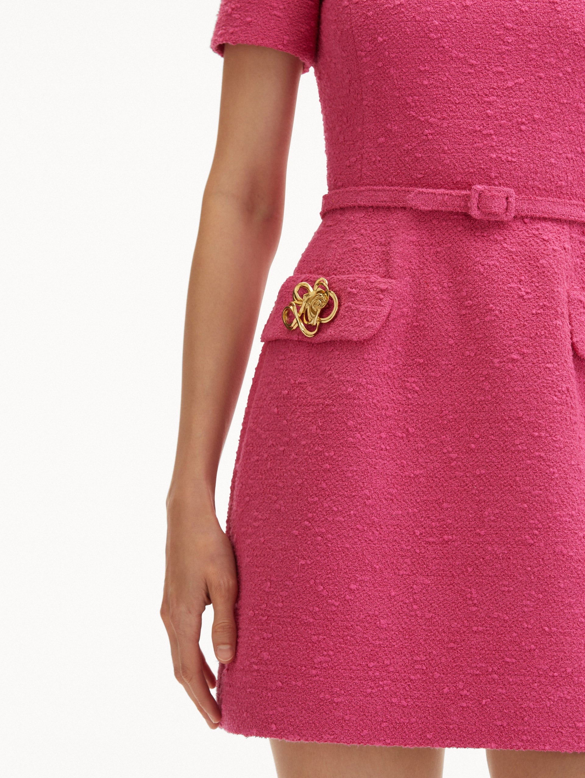 ABSTRACT ROSE BUTTON TWEED DRESS - 5