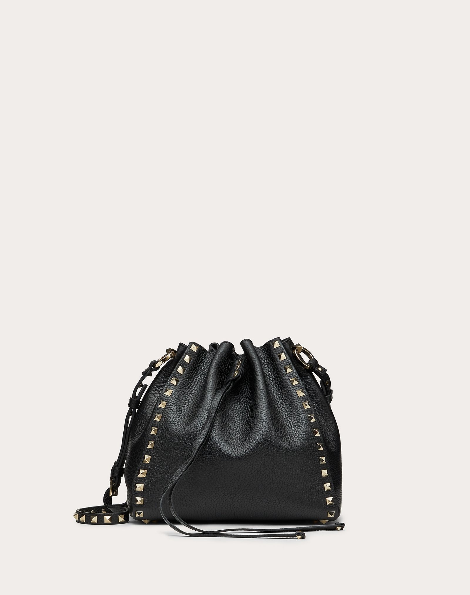 Small Rockstud Grainy Calfskin Bucket Bag - 1