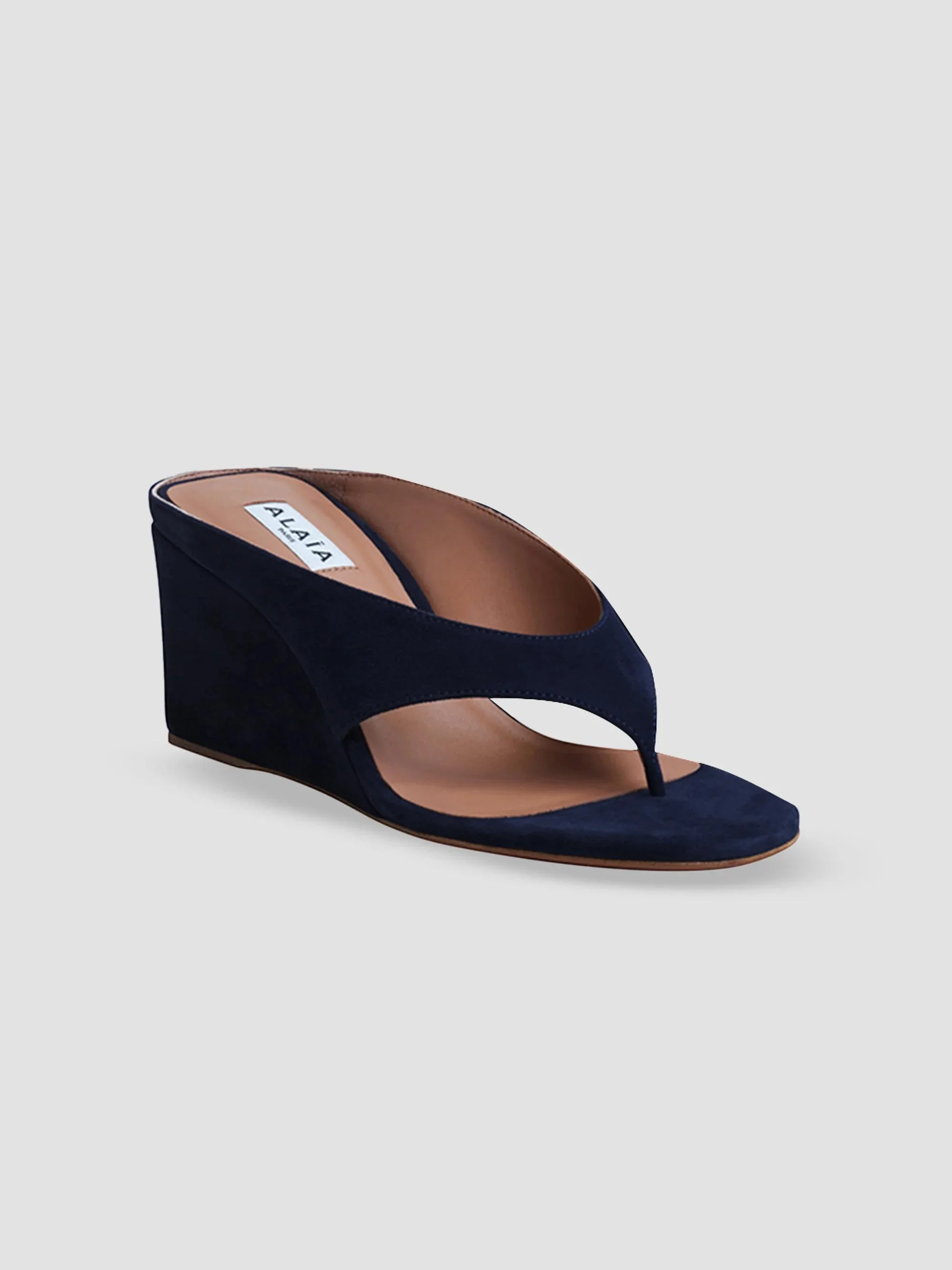 Women's 75MM Slip-On Suede Wedge Sandals - Blue Nuit - 1