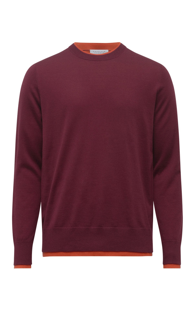 Wells Knit Sweater in Bordeaux & Spice Cashmere Silk 1