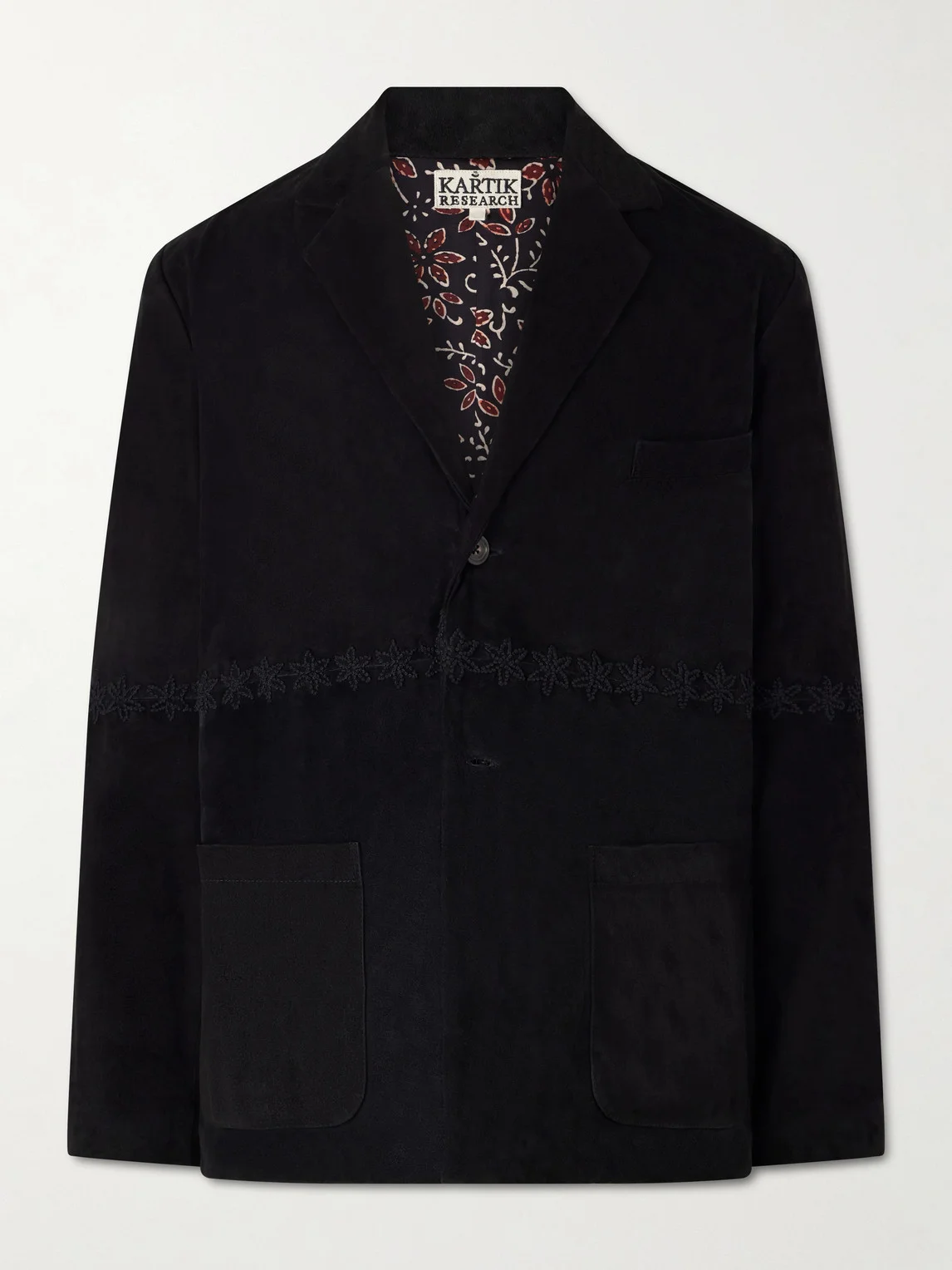 Embroidered Suede Blazer - 1