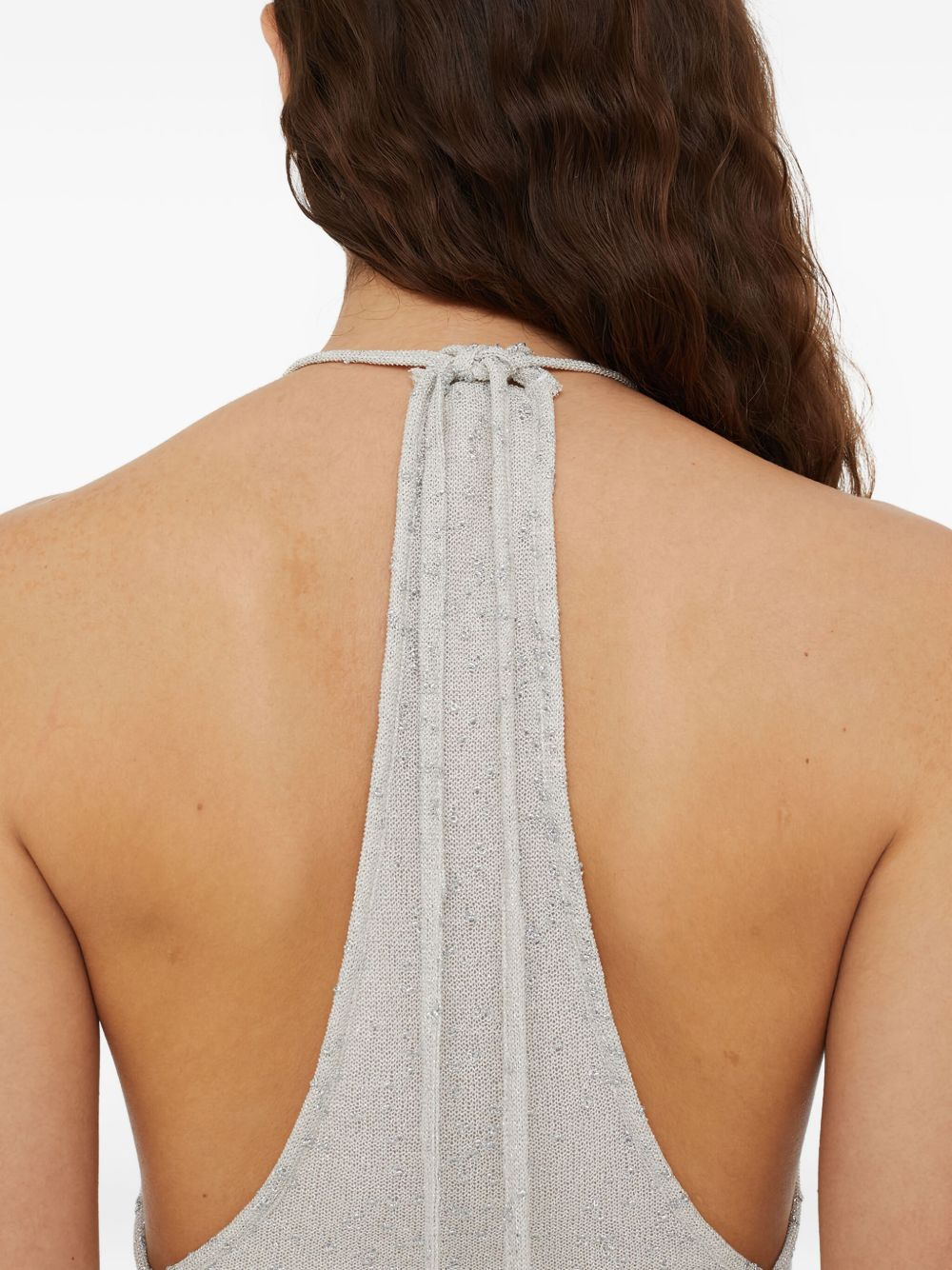 metallic-detail halterneck top - 5