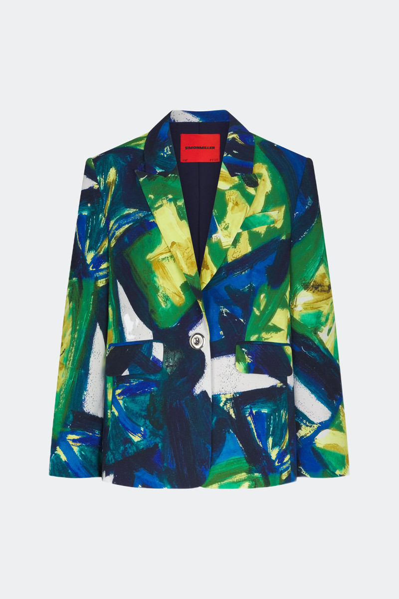 Lennox Crepe Jacket in Large Abstract Floral 1