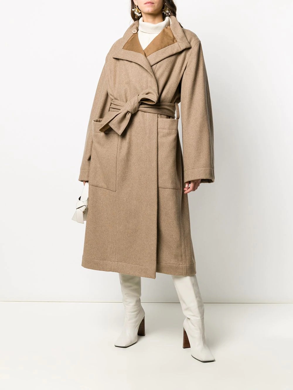 buttoned collar trench coat - 2