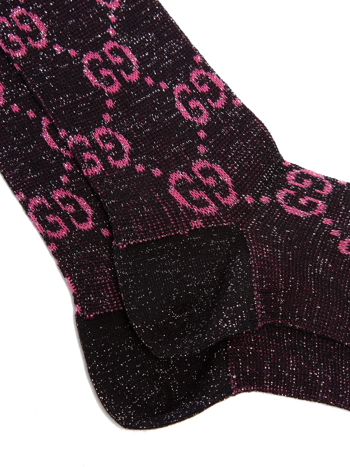 GG-intarsia cotton-blend lamé knee-high socks - 4