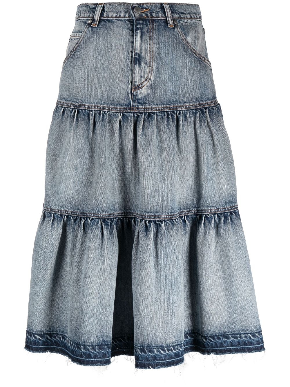 tiered denim skirt - 1