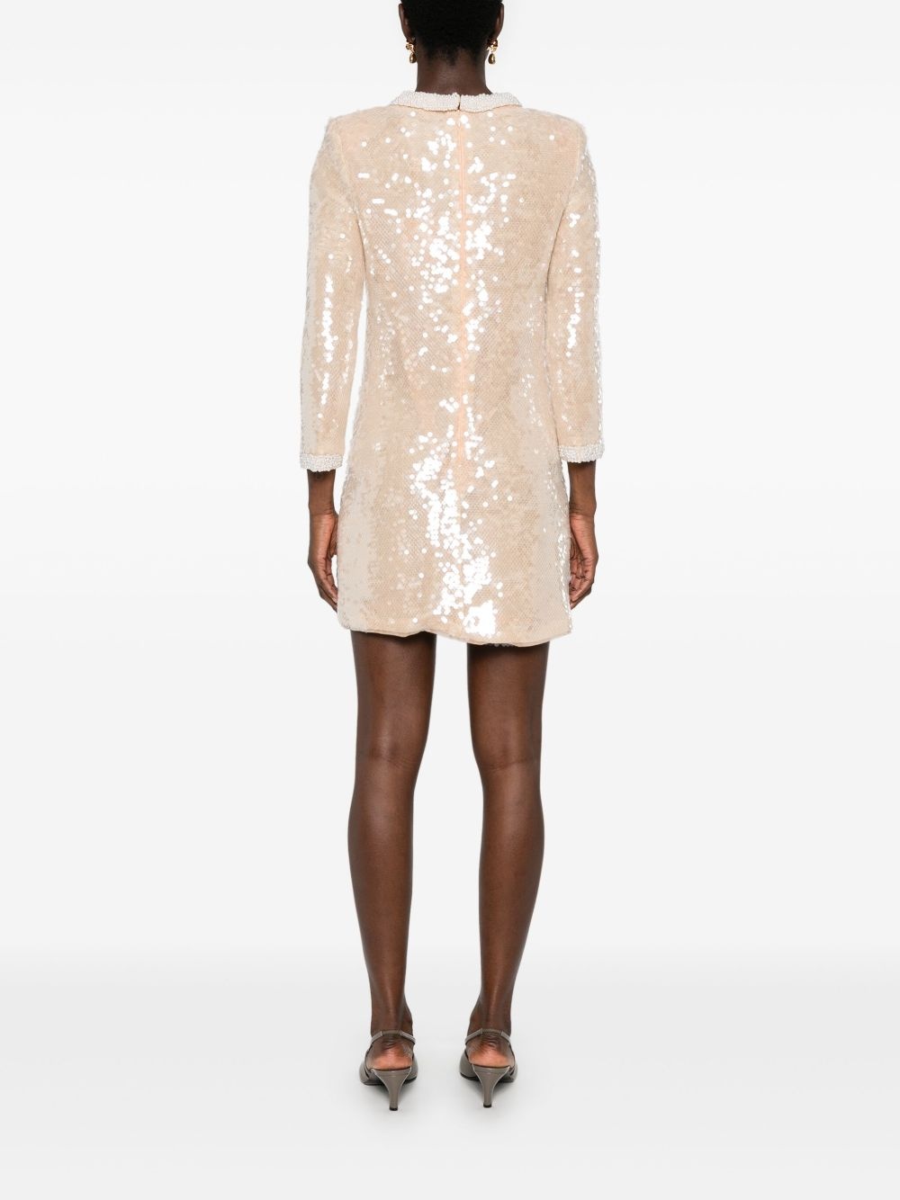 sequin pearl-trim mini dress - 4