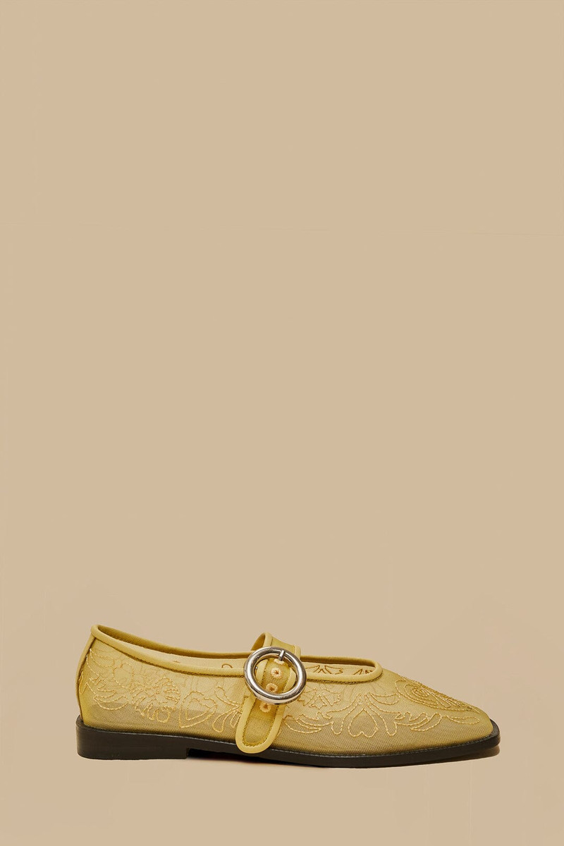 Banana Yellow Square Toe Ballerina 1