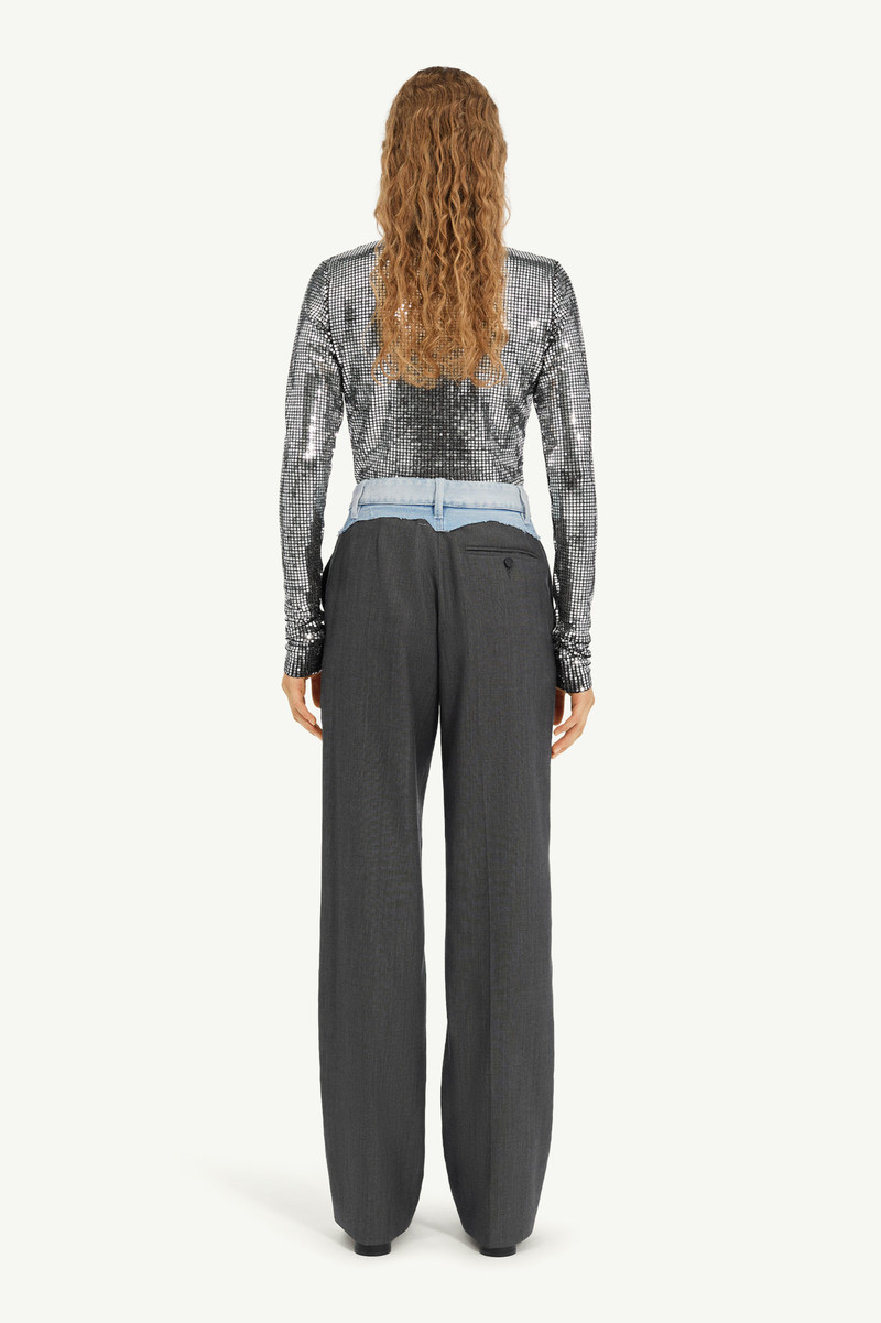 Tailored trousers with denim waistband 3