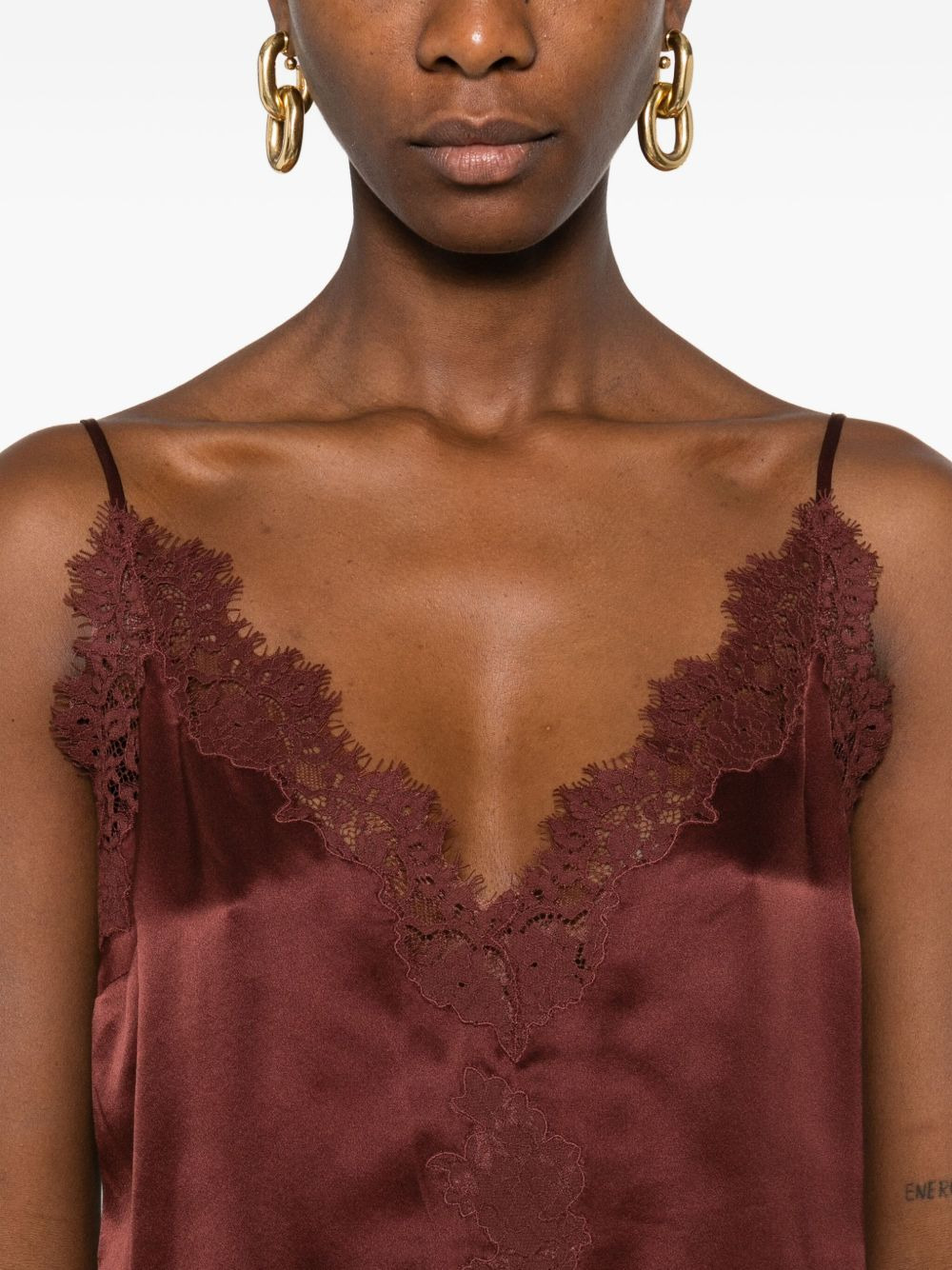 lace-trimmed satin top - 5
