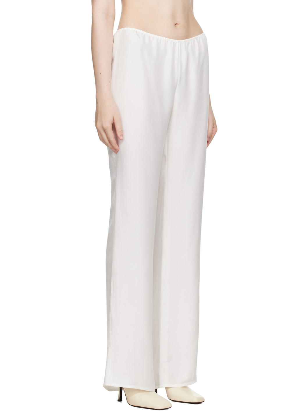 White Silk Slip Trousers - 2
