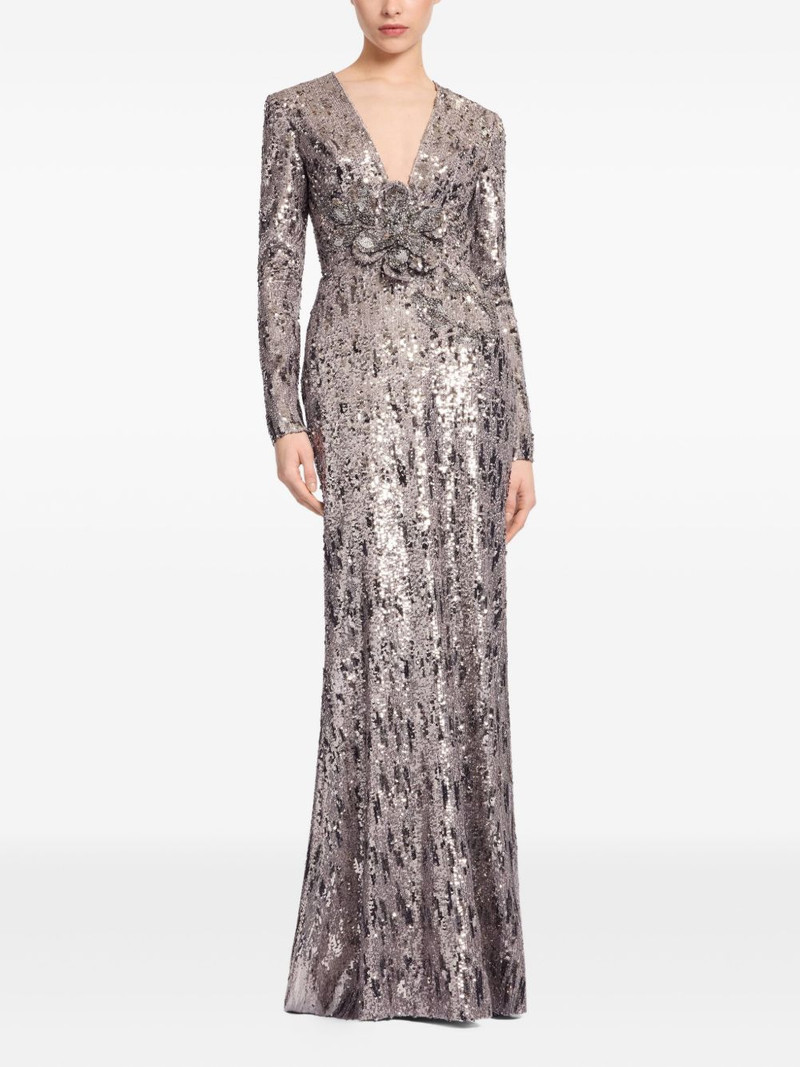 sequin-embellished v-neck maxi dress 1