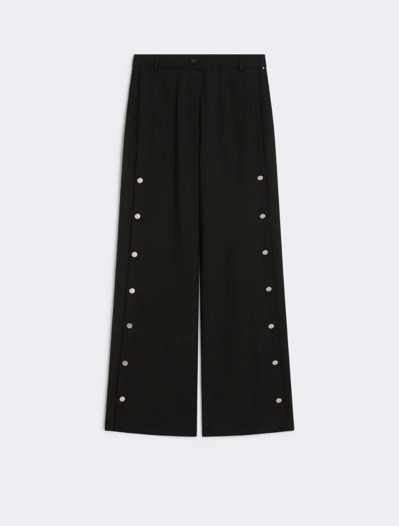 Button-up wool trousers - BLACK - 1