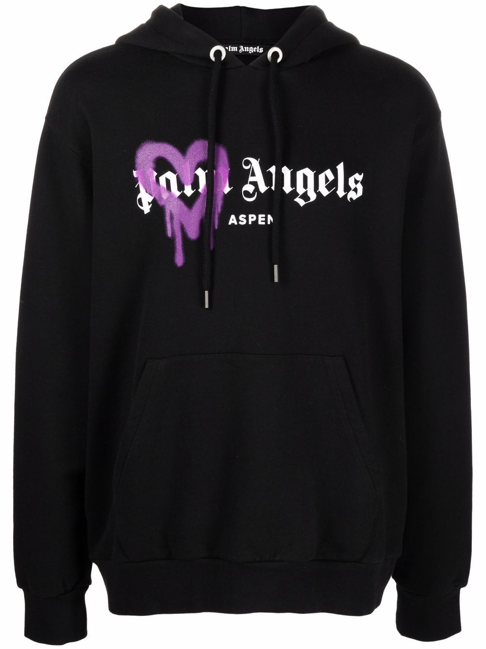 spray-heart motif hoodie - 1